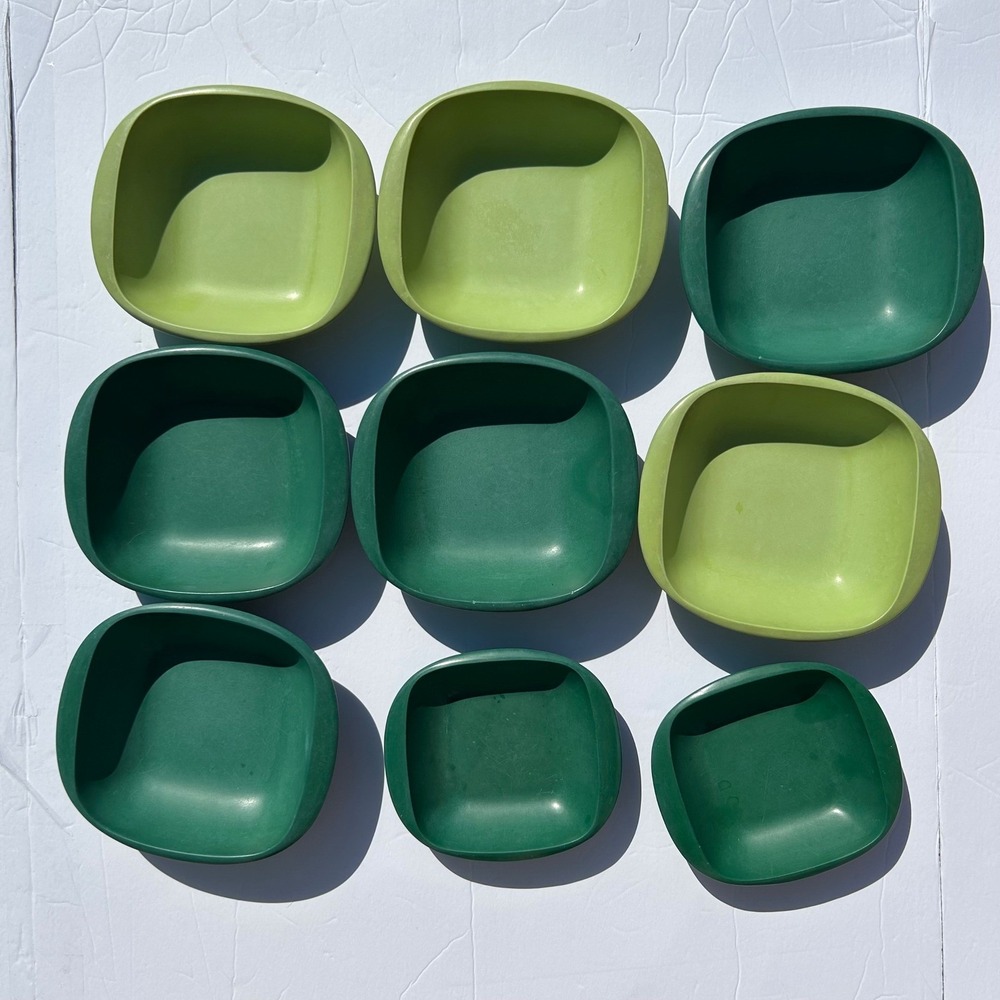 Vintage Harmony House Talk Of The Town Melmac‎ Green Bowls Set of 9 MCM